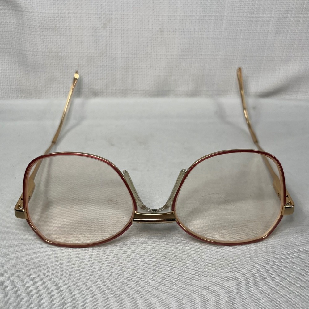 Luxottica Annette Eyeglasses Gold Electric Pink Square Frame Italy 53-17-130 - Picture 9 of 11
